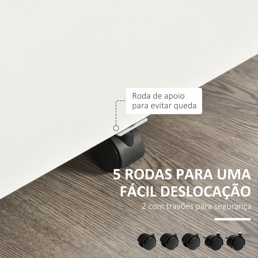 Bloco de Gavetas de Madeira Móvel para Arquivos para Escritório com 2 Gavetas 5 Rodas e 2 Travões para Escritório Secretaria Casa 40x49x58 cm Branco — foto 7