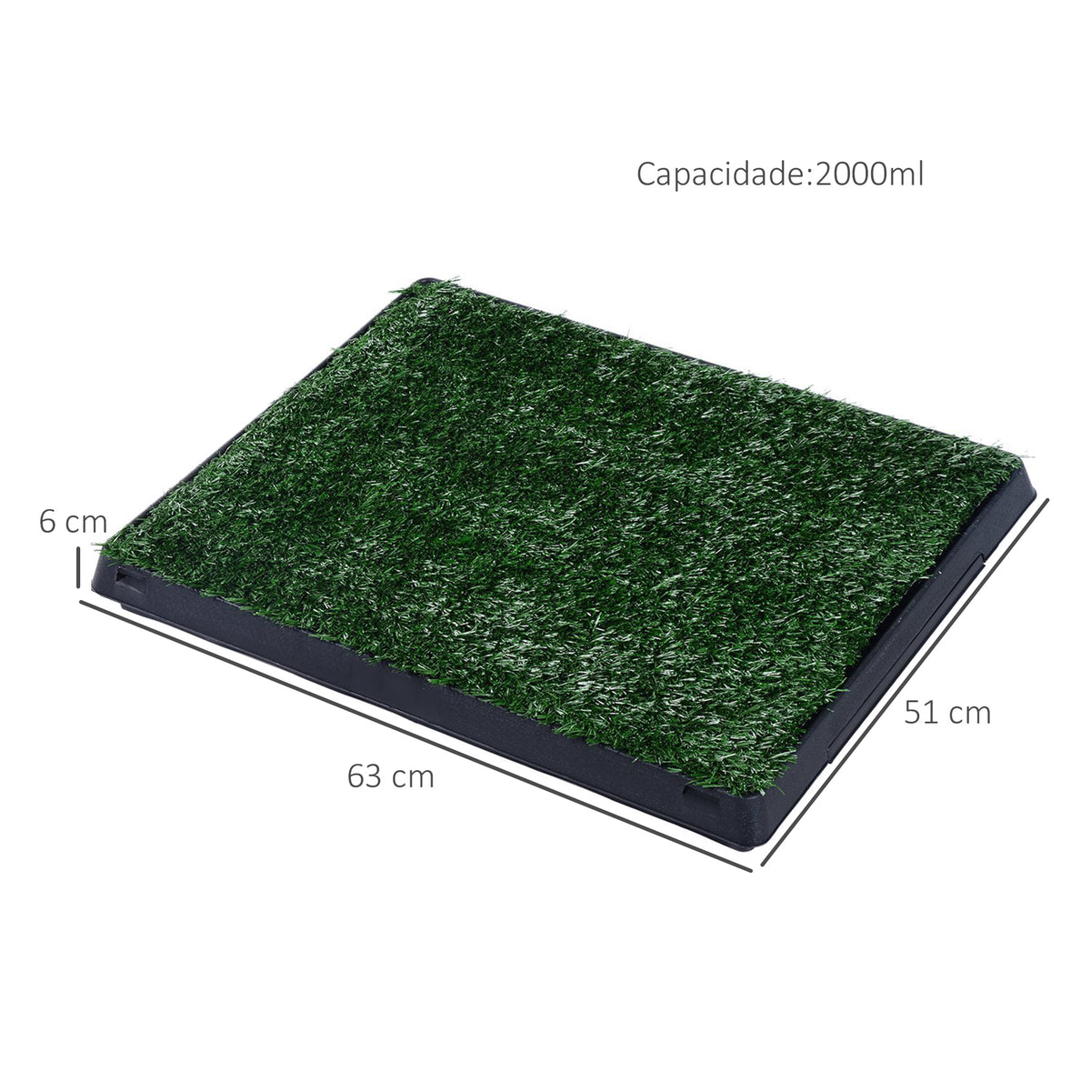 Sanita para Cães com Relva Artificial e Bandeja Sanita Interior para Animais de Estimação com Bandeja Lavável 51x63x6 cm Verde — foto 3