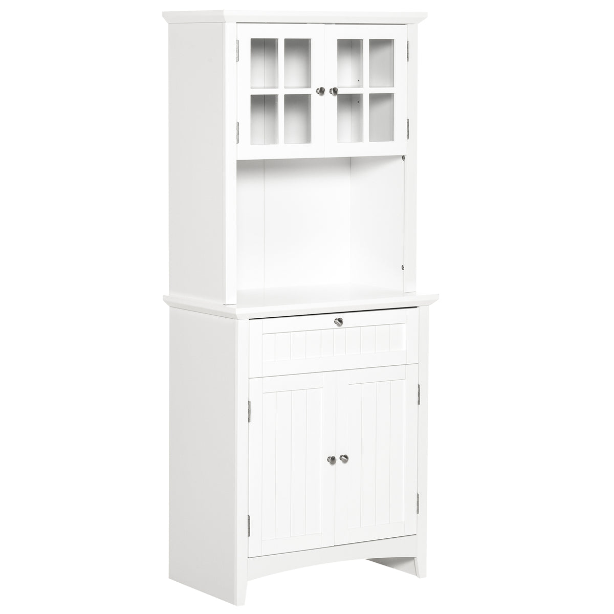 Armário de Cozinha Armário Auxiliar para Microondas com 2 Armários e Gaveta 68.6x40x164 cm Branco — foto 1