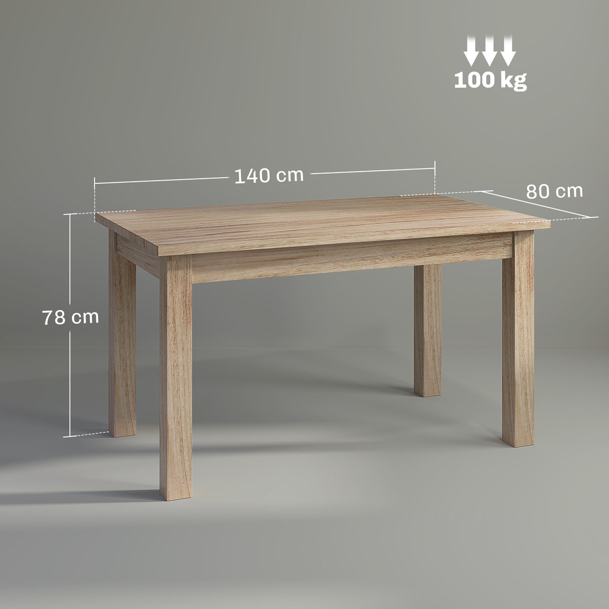 Mesa de Jantar Mesa Retangular para 6 Pessoas Mesa de Refeição com Bancada Laminada para Cozinha Sala 140x80x78 cm Madeira — foto 3