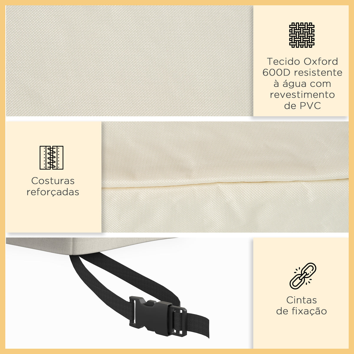 Capa Protetora para Móveis de Jardim Cobertura de Móveis de Tecido Oxford 600D Impermeável para Sofás Bancos 218x111x63-101 cm Bege — foto 4