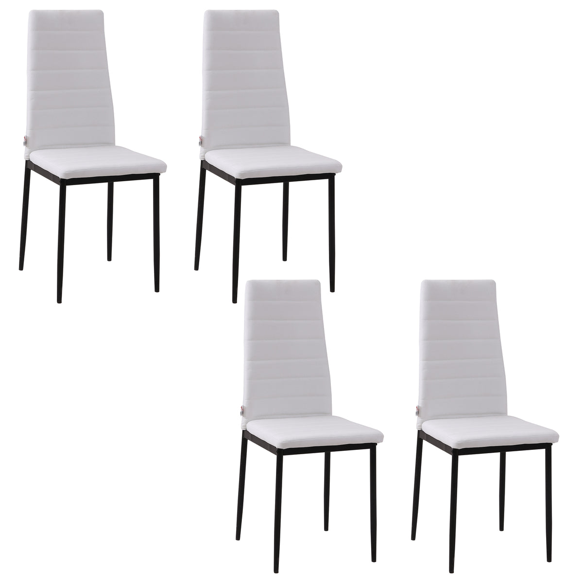 Conjunto de 4 Cadeiras de Sala de Jantar Estofadas em Linho e Pés de Metal Cadeiras Modernas para Cozinha Carga Máxima 120kg 41x50x97cm Branco — foto 1
