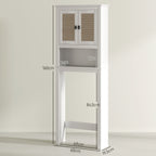 Móvel sobre Sanita Armário sobre Sanita com 2 Portas com Frente em Vime Compartimento e Prateleira Ajustável Móvel Casa de Banho 60x19,5x160 cm Branco — foto 3