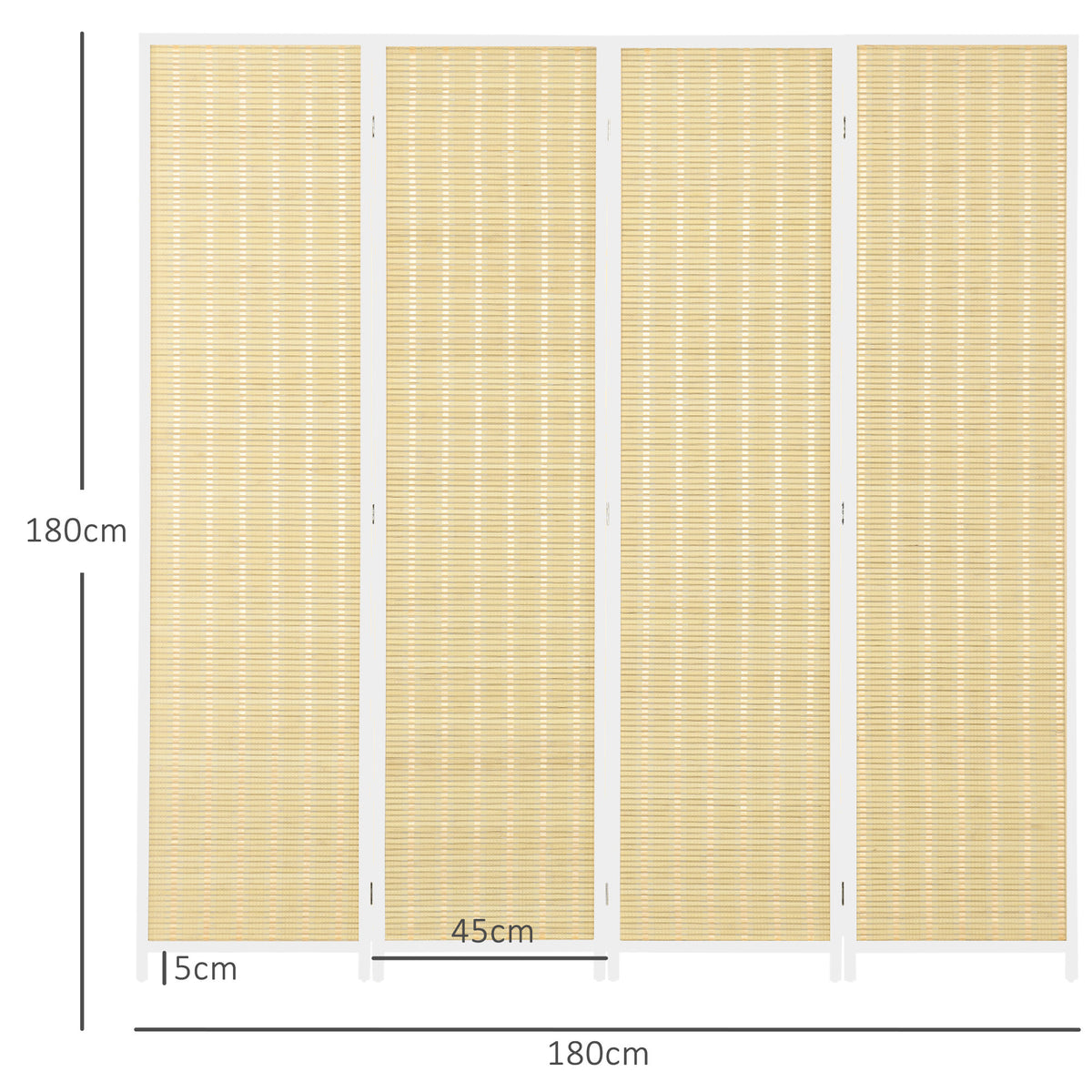 Biombo de 4 Painéis Dobrável 180x180 cm Separador de Ambientes Divisor de Habitação Tecido a Mão de Bambu e Fio de Algodão Decoração Elegante para Sala de Estar Branco — foto 3