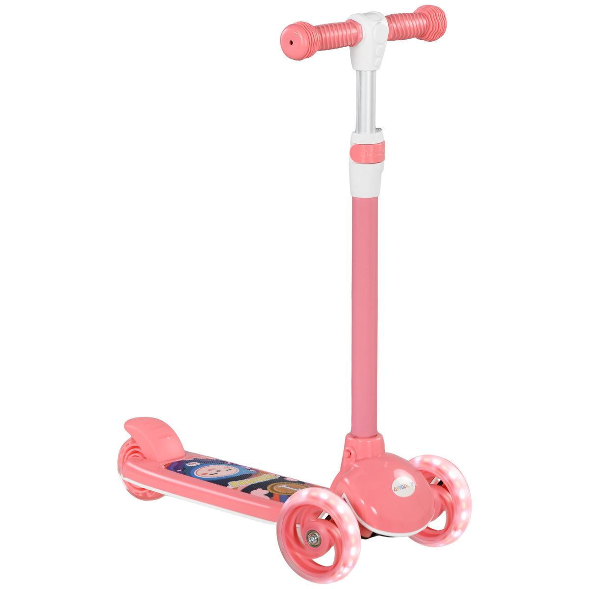 AIYPLAY Trotinete para Crianças de 2-6 Anos Trotinete Infantil Dobrável Trotinete com 3 Rodas LED Altura Ajustável Carga 25 kg 52x29x63-76 cm Rosa — foto 1