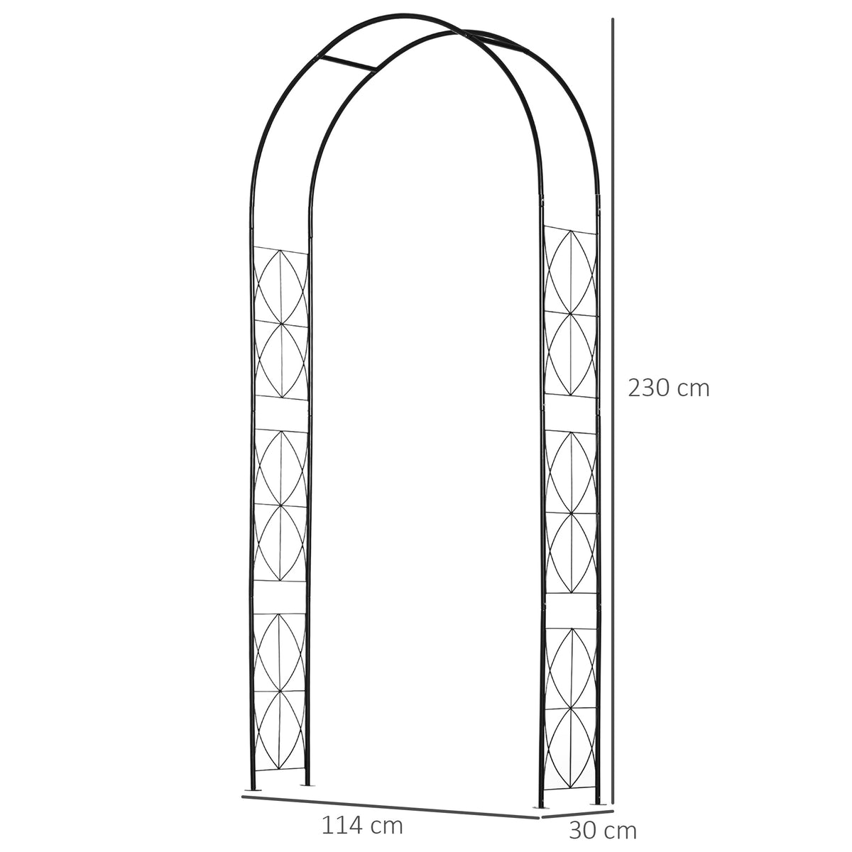 Arco de Jardim de Metal Arco Decorativo com Desenho de Treliça para Plantas Trepadeiras para Decoração Pátio Terraço 114x30x230 cm Preto — foto 3
