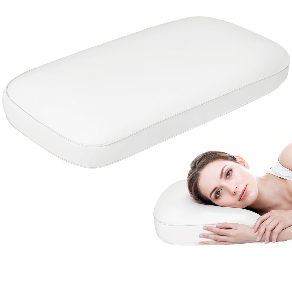 Almofada Viscoelástica com Espuma Viscoelástica Almofada com Desenho Ergonómico Capa Removível e Lavável para Dormir de Lado e de Costas 81,28x40,64x15,24 cm Creme — foto 1