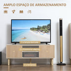 Móvel de TV Móvel para Televisão até 50 Polegadas com Portas de Correr Prateleiras Abertas e Orifícios para Cabos para Sala de Estar 115x40x49 cm Madeira — foto 5