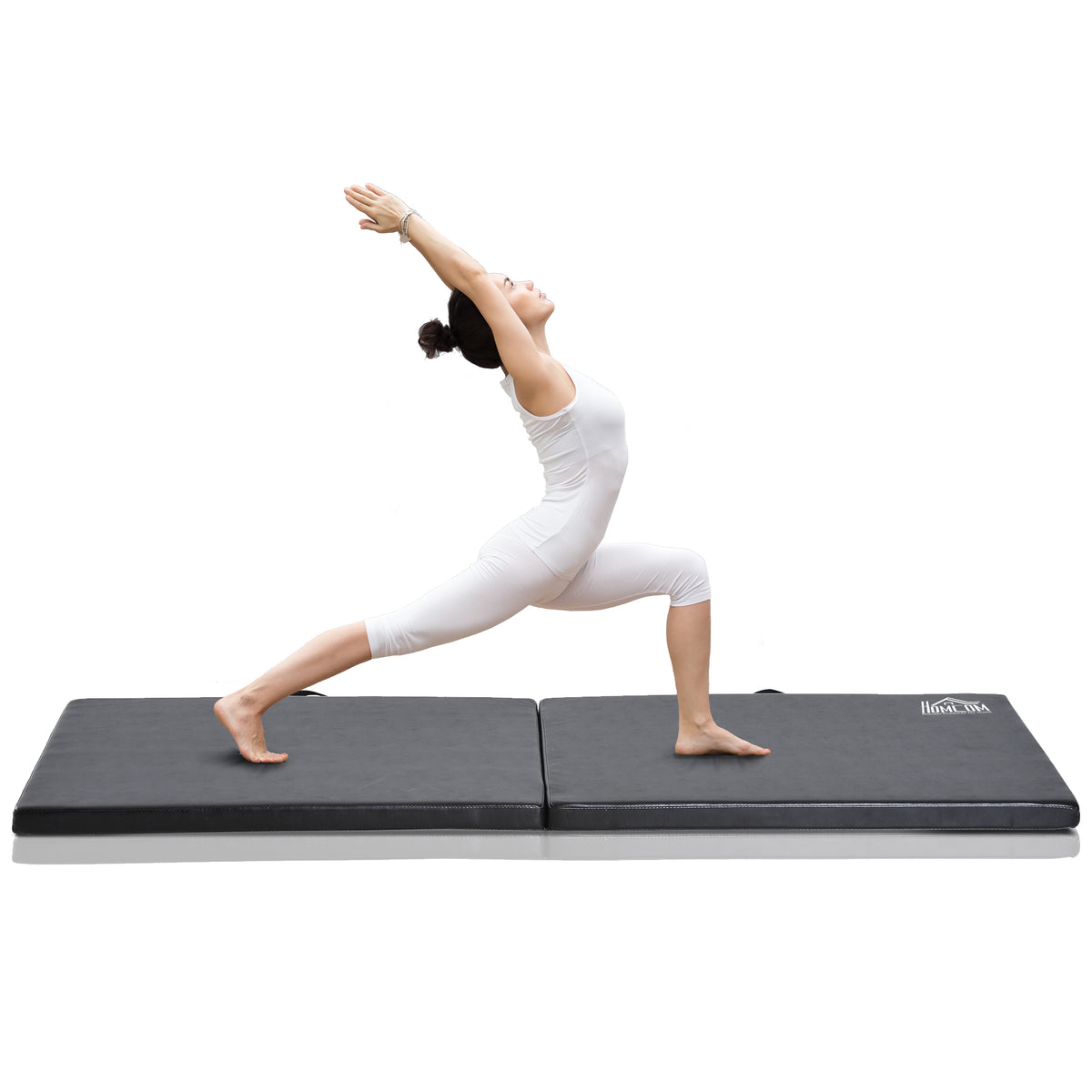 Tapete de ginástica yoga pilates fitness dobrável portátil grande conforto 180L x 60l x 5H cm revestimento sintético preto — imagem 3