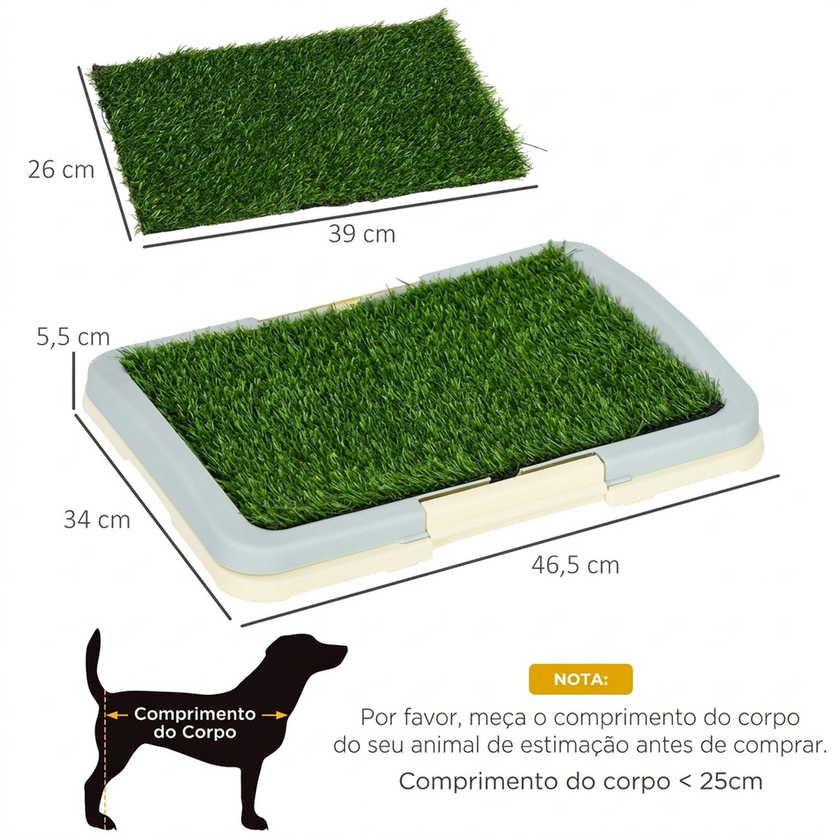 Sanita para Cães com Relva Artificial, Grelha e Tabuleiro, para Treino de Cachorros, 46,5x34x5,5 cm, Multicor — foto 2