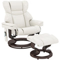 Poltrona relax com função de massagem e apoio para os pés, Poltrona reclinável, Couro sintético, 79 x 82 x 101 cm, Creme branco — foto 1