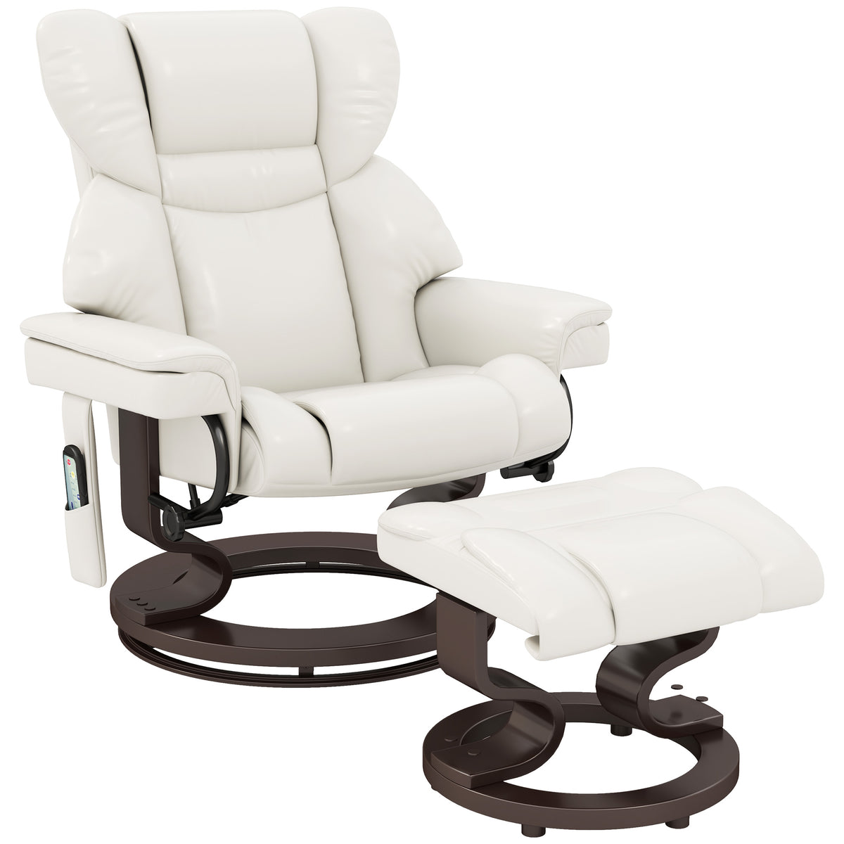Poltrona relax com função de massagem e apoio para os pés, Poltrona reclinável, Couro sintético, 79 x 82 x 101 cm, Creme branco — foto 1