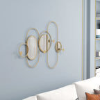 Cabide de Parede com 4 Ganchos e 3 Espelhos Decorativos para Pendurar Casacos Bolsas para Entrada Corredor 106x71 cm Dourado — foto 2