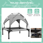 awHut Cama para Cães Elevada com Toldo Cama para Cães Médios com Estrutura de Aço e Bolsa de Transporte para Interior e Exterior 76x61x69,5 cm Cinzento Claro — foto 5