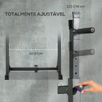 Suporte para Barras de Pesos Multifuncional com Largura e Altura Ajustáveis Suporte de Musculação com Estrutura de Aço Carga 200 kg para Treino em Casa Ginásio 60-87x65x121-158 cm Preto — foto 5