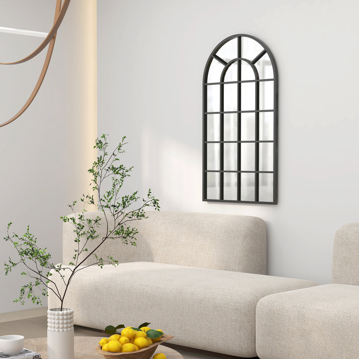 Espelho Decorativo de Parede Moderno Espelho de Parede 65x110 cm com Estrutura de Metal para Sala de Estar Corredor Entrada Preto — foto 2