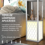 Candeeiro de Pé de Madeira Candeeiro de Pé com Estantes Lâmpada E27 Máx. 40W com Interruptor para Sala de Estar Dormitório Escritório 26x26x156 cm Branco — foto 7