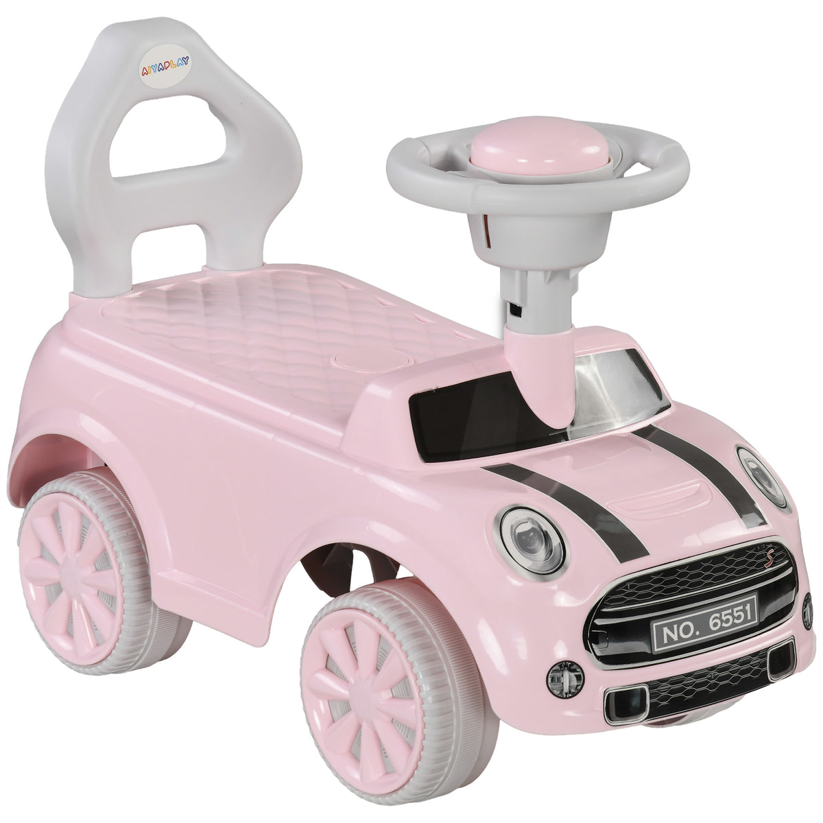 Carro Andador para Bebés de 18-36 Meses Carro Andador com Volante Buzina e Sistema Anti-Tombo Carga 25 kg 53x25x35 cm Rosa — foto 1