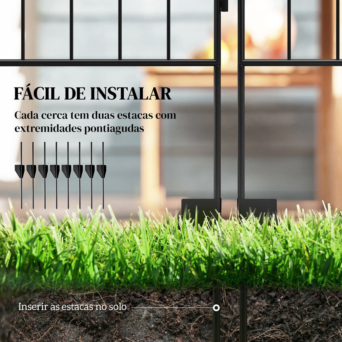 Cercas de Jardim de 4 Painéis 88x110 cm Cercas de Jardim Metálicas Cercas Decorativas com Ângulo Ajustável para Pátio Terraço Preto — foto 4