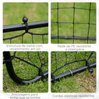 Rede de Rebote de Metal Rede de Rebote com Ângulo Ajustável e 20 Cordas Elásticas para Treinamento de Futebol Tenis Beisebol Desportes 96x80x96 cm Preto — foto 6