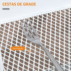 Carrinho de Cozinha com Rodas Carrinho de Armazenamento com Gaveta 2 Prateleiras e Rodas com Freios para Casa de Banho Sala de Estar Dormitório 43,9x30,5x75,6cm Branco e Madeira Natural — foto 5