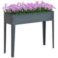 Horta Urbana Elevada para Jardim e Terraço, Floreira Retangular Elevada, Mesa de Cultivo para Plantas, Legumes e Flores com 3 Orifícios de Drenagem, 100x30x80 cm, Cinzento — foto 1