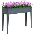 Horta Urbana Elevada para Jardim e Terraço, Floreira Retangular Elevada, Mesa de Cultivo para Plantas, Legumes e Flores com 3 Orifícios de Drenagem, 100x30x80 cm, Cinzento — foto 1
