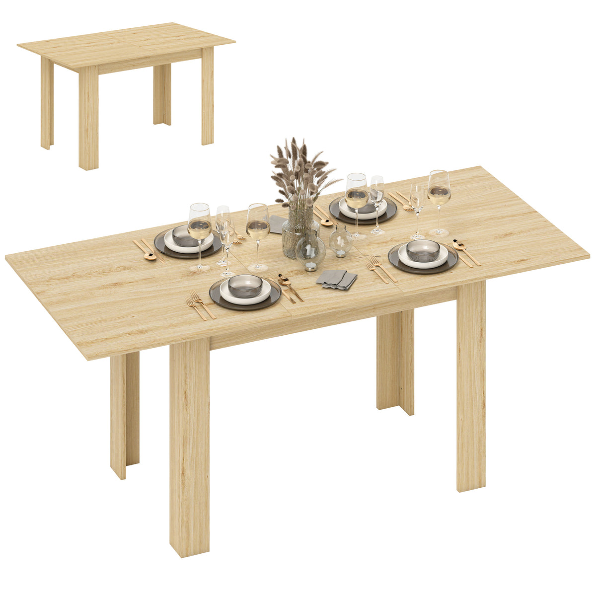 Mesa de Refeição Extensível de 140 a 180 cm Mesa de Cozinha Extensível Retangular para 6-8 Pessoas para Sala 140-180x90x75 cm Madeira — foto 1