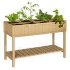Horta Vertical de Madeira 120x60x81cm Floreira Elevada para Cultivo de Plantas Flores com Prateleira Inferior para Jardim Terraço Exterior — foto 1