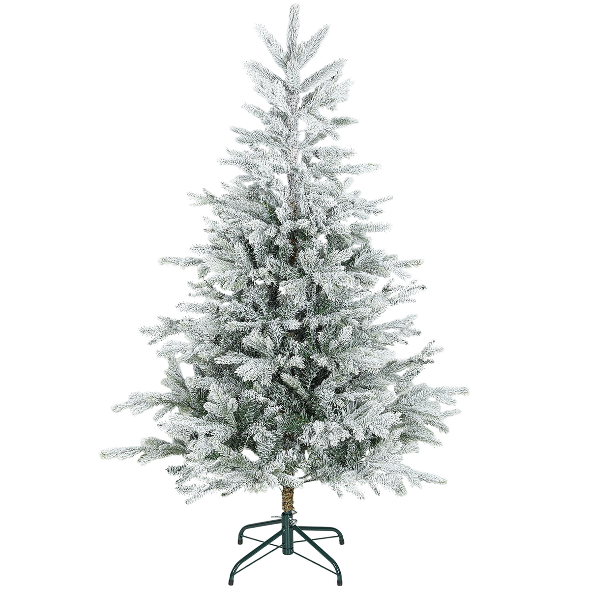 Árvore de Natal Artificial 150 cm Árvore de Natal Nevada Abeto Artificial com 828 Ramos Base Dobrável e Fácil de Montar Decoração para Casa Escritório Festas Verde — foto 1