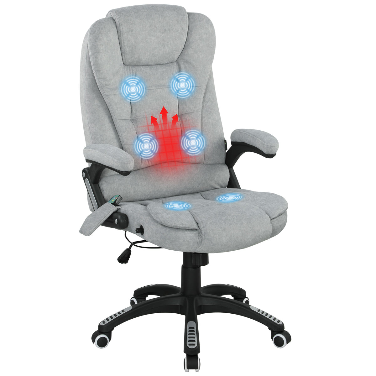 Cadeira de Massagem com 6 Pontos de Massagem Cadeira de Escritório Reclinável até 125° com Função de Aquecimento Altura Ajustável e Rodas para Estúdio 65x71x110-120 cm Cinza — foto 1