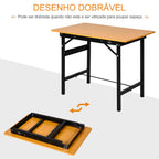 Bancada de Trabalho Dobrável Mesa de Trabalho Dobrável com Régua Transferidor Carga 100 kg 100x60x75,5 cm Madeira e Preto — foto 4