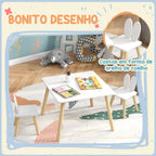Conjunto de Mesa Infantil e 2 Cadeiras Mesa Infantil com Costas de Cadeiras com Orelhas de Coelho Mesa Infantil para Quarto de Bebé Sala de Jogos Branca — foto 4