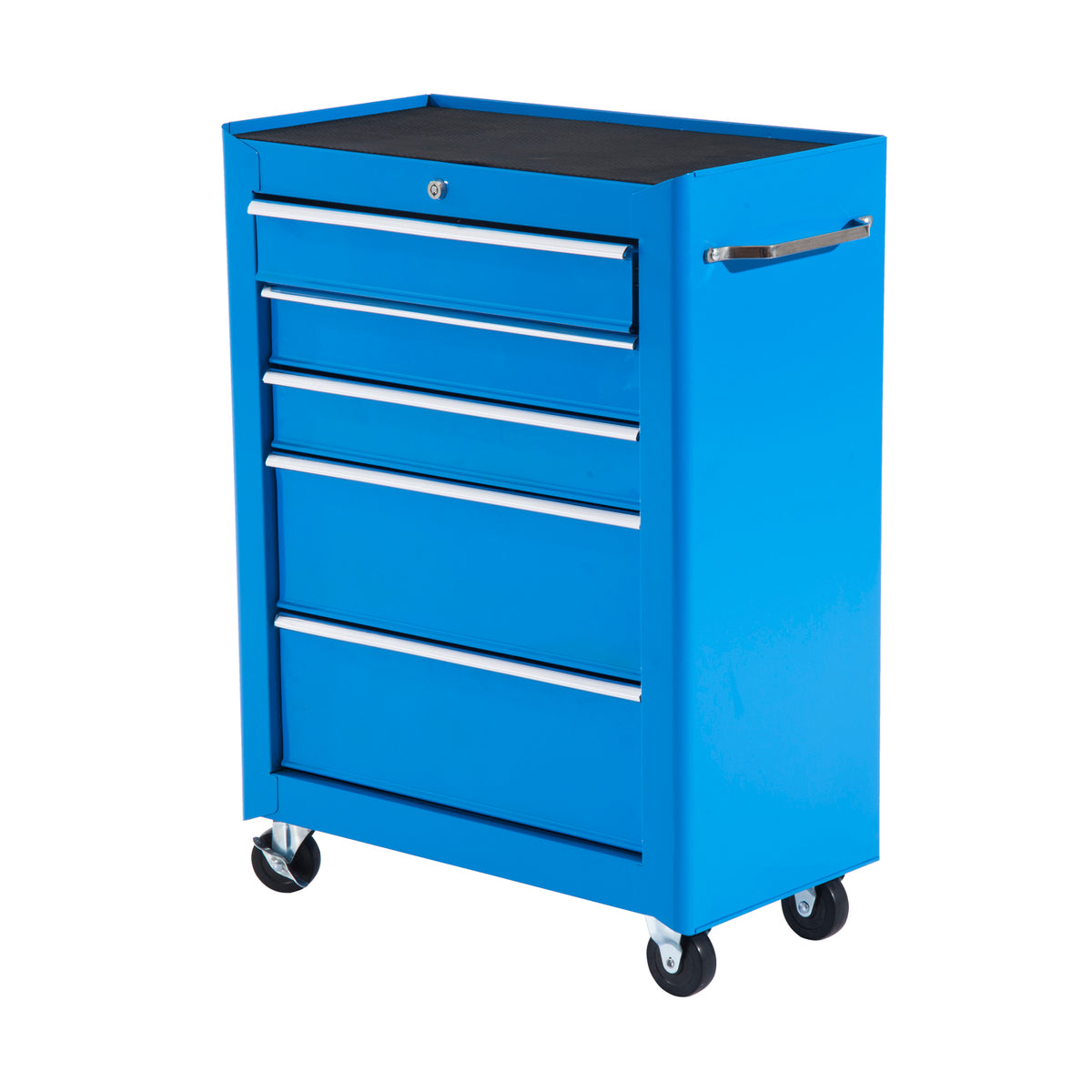 Carrinho de Ferramentas para Oficina com Rodas e 5 Gavetas Carrinho de Ferramentas com Fechadura e Alça Lateral 61,5x33x85 cm Azul — foto 1