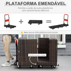 Carro de Transporte Dobrável Carro de Mão com Carga Dobrável com Rodas e Freios 70x52,5x90cm Preto e Vermelho — foto 6