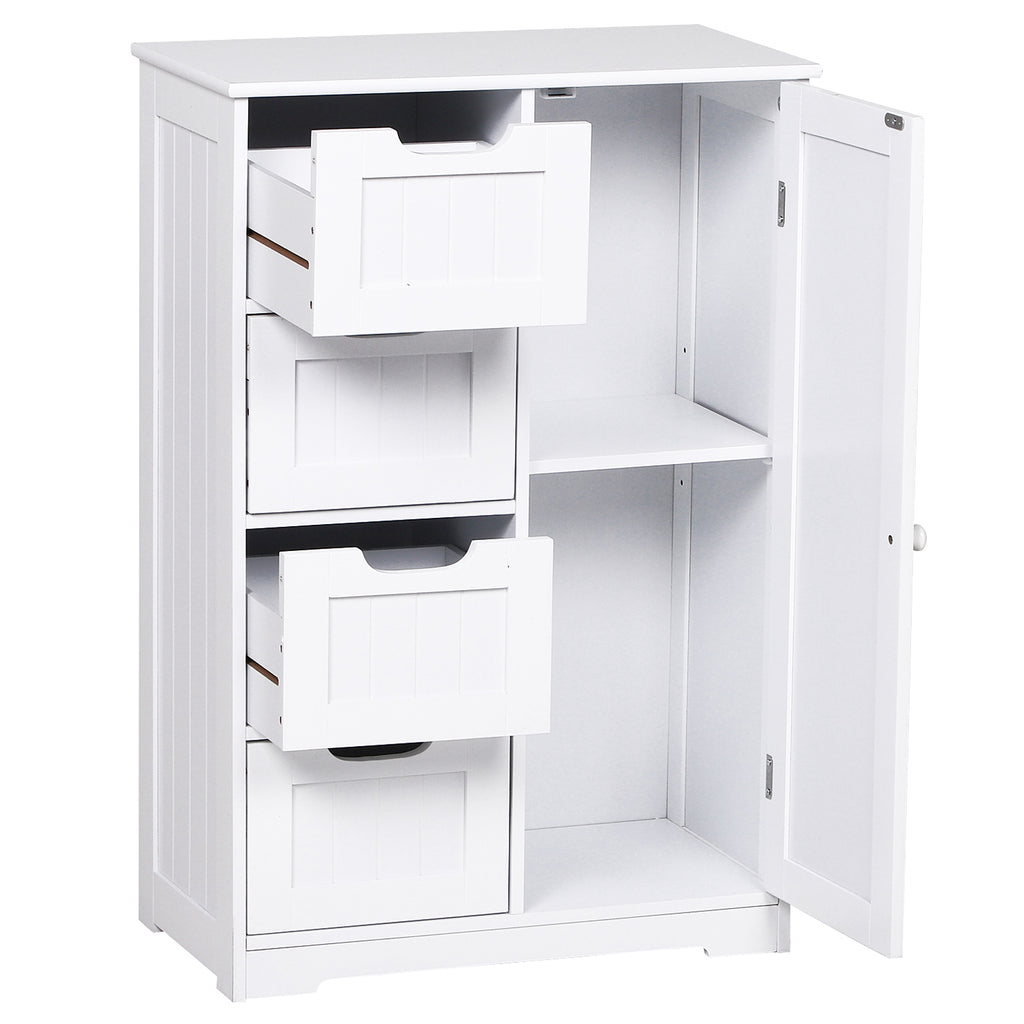 Armário Casa de Banho de Madeira Móvel Auxiliar Organizador Moderno de Madeira com 1 Armário e Gavetas 56x30x83 cm Branco — foto 8
