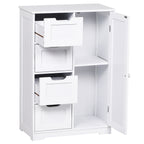 Armário Casa de Banho de Madeira Móvel Auxiliar Organizador Moderno de Madeira com 1 Armário e Gavetas 56x30x83 cm Branco — foto 8