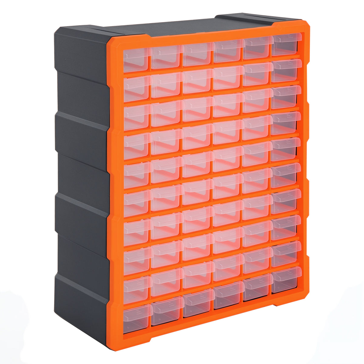 Organizador de Ferragens Armário Organizador de Ferragens com 60 Gavetas de PP 38x16x47,5cm Cinza e Laranja — foto 1