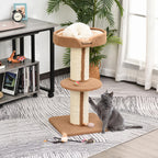 Arranhador para Gatos Altura 91 cm Arranhador para Gatos de 3 Níveis com Ninho Plataforma e Poste de Sisal 45x45x91 cm Marrom Claro — foto 2