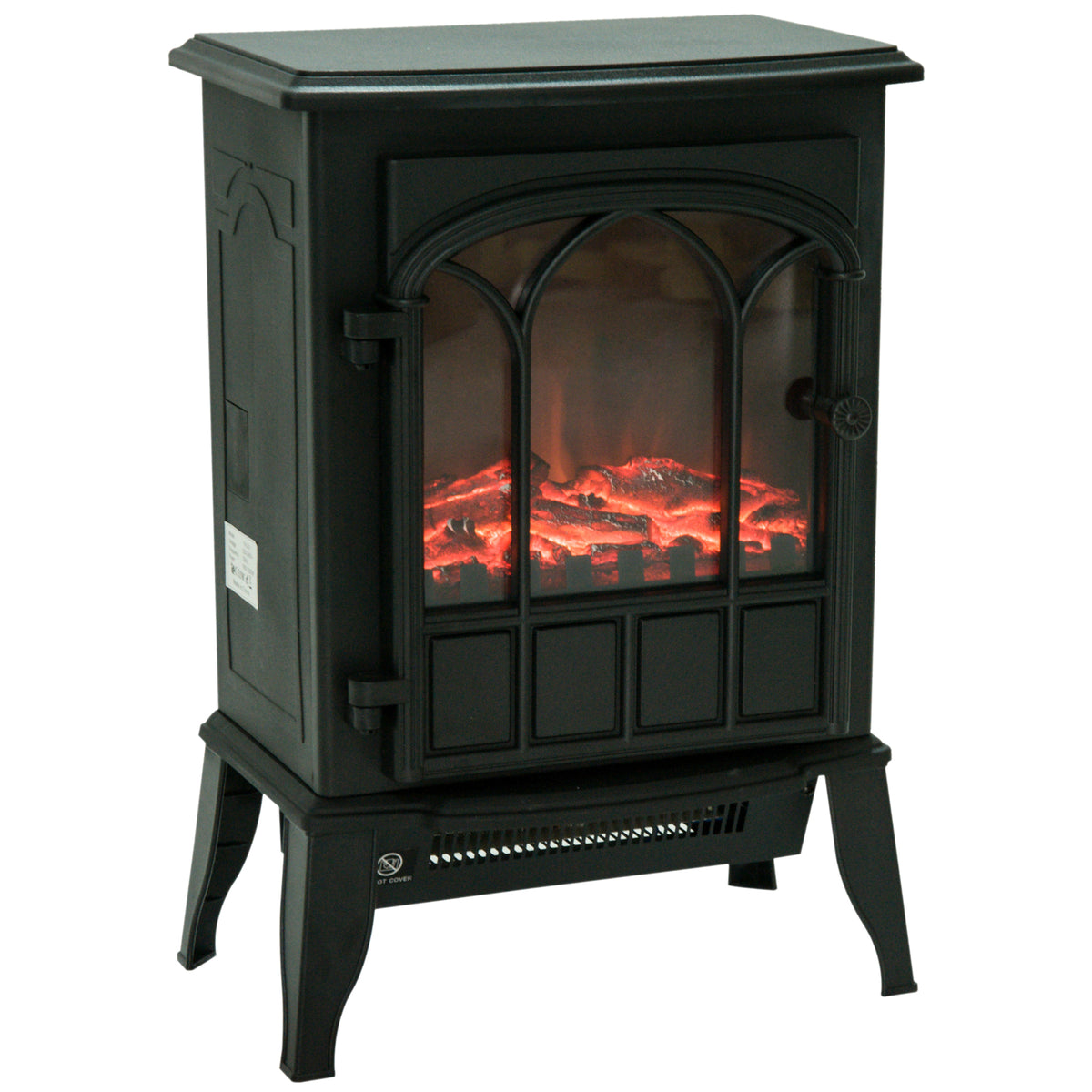 Lareira Elétrica Portátil 1000/2000W com Efeito de Chama Realista e Proteção Contra Superaquecimento para Ambientes entre 15-30m² 39x23x56,5cm Preto — foto 1