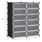 Sapateira Modular de Cubos de Plástico Armário Modular para Sapatos com 12 Cubos com Porta Desenho de DIY para Entrada Dormitório 94x37x108 cm Preto — foto 3