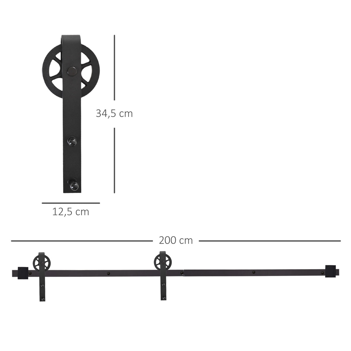 Kit de acessórios para porta de celeiro deslizante Porta de montagem Trilhos de aço carbono de conjunto de peças de metal — foto 3