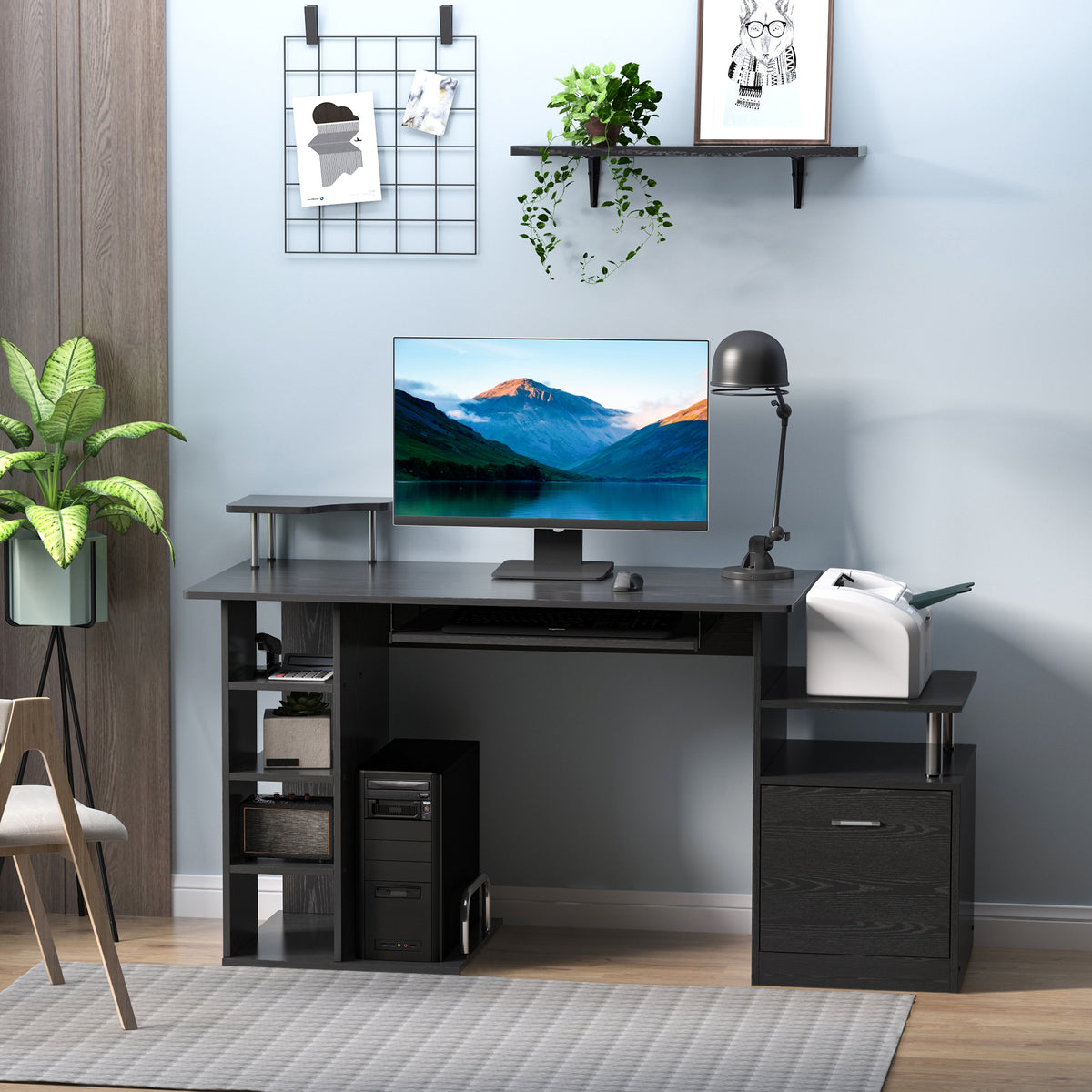 Secretária para Computador Secretária para Escritório – Cor: Preto - Madeira MDF - 152 x 60 x 88 cm — foto 2