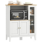 Móvel Auxiliar de Cozinha Moderno Móvel para Micro-Ondas Móvel de Cozinha com Prateleiras 3 Portas Compartimento Aberto Sistema Anti-Tombo para Sala de Jantar 80x35x97 cm Branco — foto 1