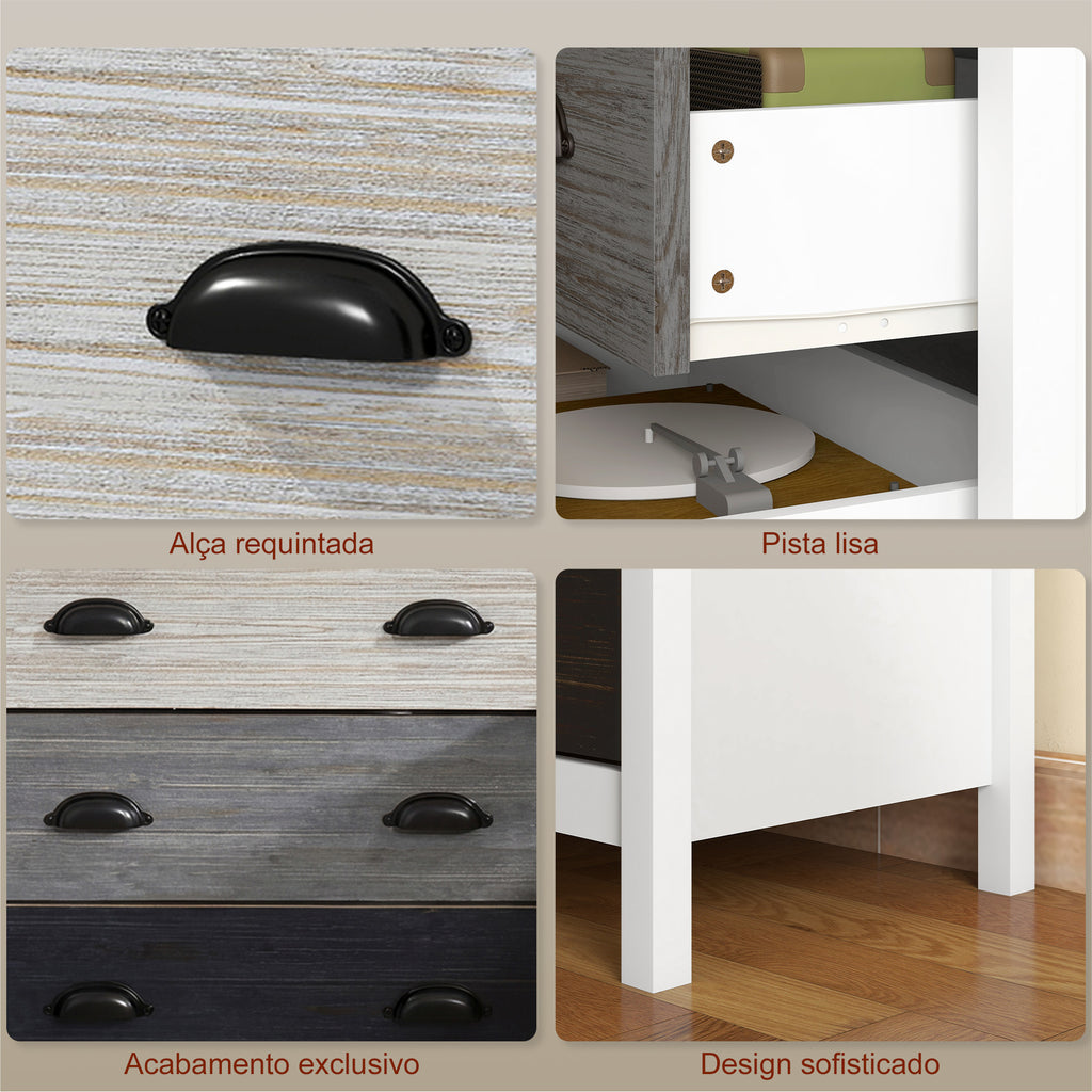 Cómoda com 5 Gavetas Cómoda para Dormitório Moderna com Desenho Anti-Tombo Cómoda para Sala de Estar Corredor 70x38x85 cm Branco — foto 6