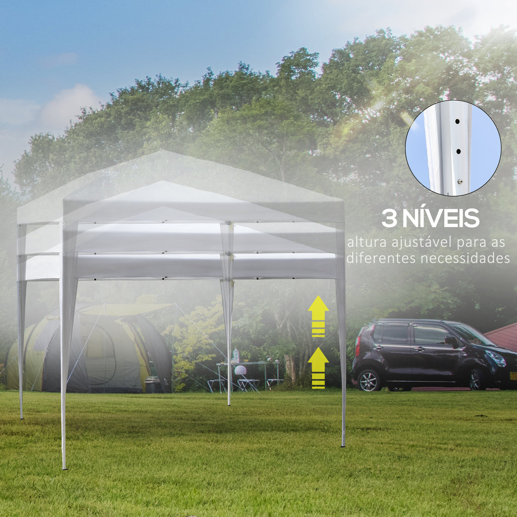 Tenda Dobrável 2,95x2,95 cm com Bolsa de Transporte Altura Ajustável Anti-UV e Impermeável para Terraço Pátio e Praia Branco Prateado — foto 6