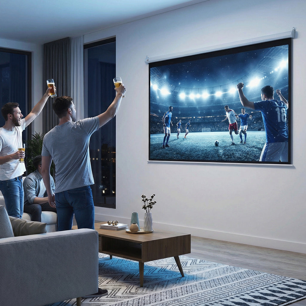 Ecrã de Projeção Elétrico 84 Polegadas Portátil Formato 4:3 com Controlo Remoto Tecido de Projeção para Interior e Exterior 171x130 cm Branco — foto 2