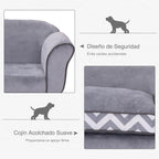 Sofá para animais de estimação com pernas Cama de cachorro de madeira com almofada acolchoada aconchegante e capa lavável 73,5x41x33 cm cinza — foto 5
