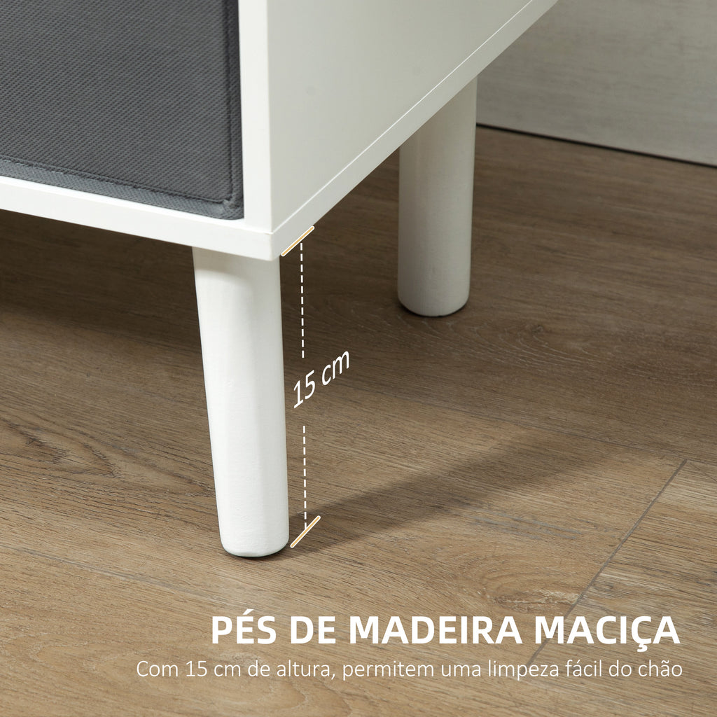 Móvel de TV para Televisores de até 50 Polegadas Móvel de Sala de Estar Moderno com 2 Gavetas de Tecido 2 Prateleiras Abertas e Orifício Passa Cabos 110x29x46,5cm Branco e Cinza — foto 7