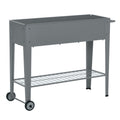 Floreira de Metal Elevada Floreira com Rodas Alça Lateral e Prateleira Inferior para Cultivo de Plantas Hortaliças Flores 104x39x80cm Cinza — foto 1